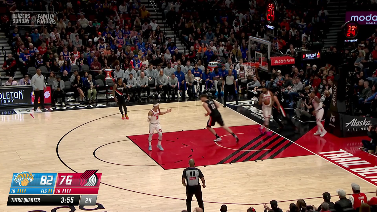 开拓者对阵魔术，布伦森全程高能输出